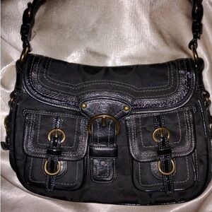 Coach Legacy Black Signature Shoulder Bag, #F0869-12596, Like New